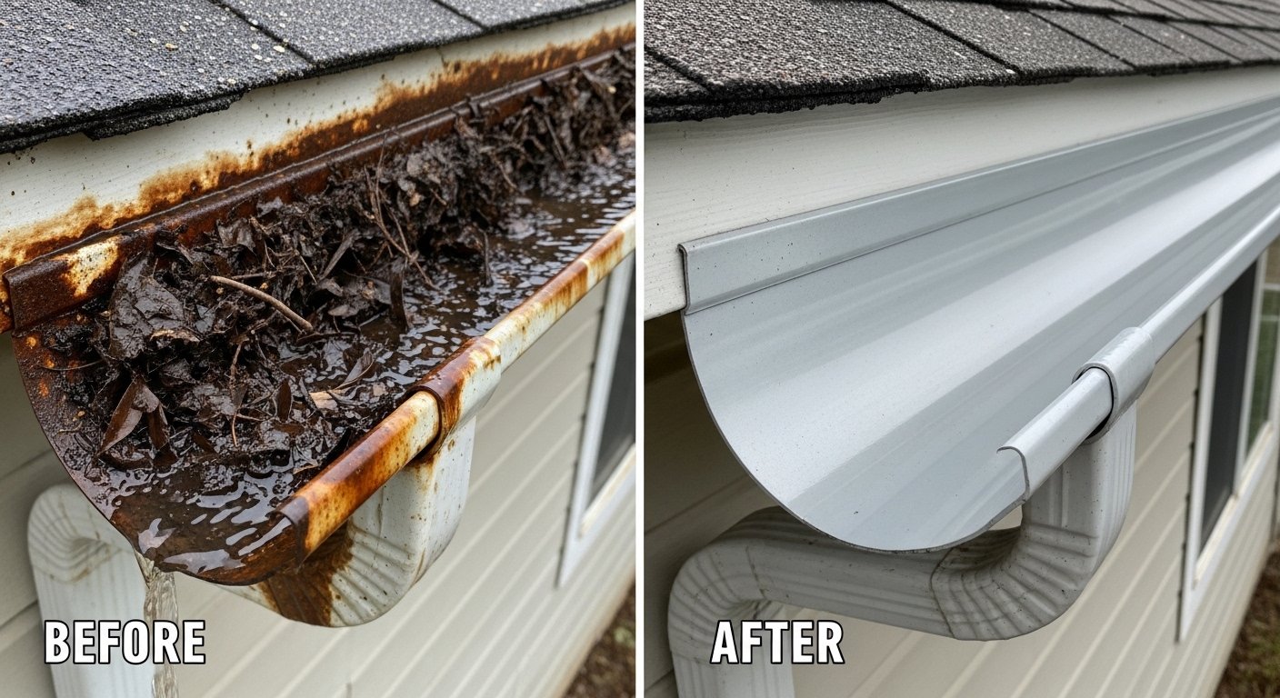 Clogged Gutters Causing Water Damage